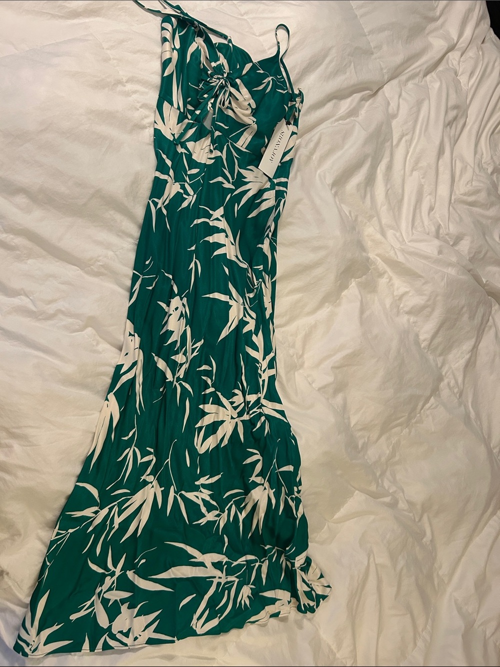 Green and White Floral Maxi Dress - Size 8